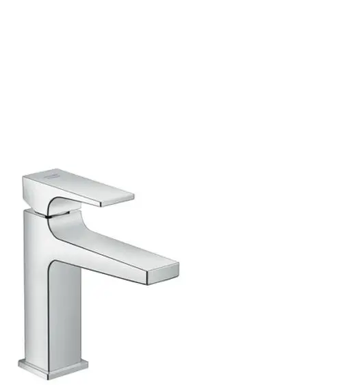 Hochwertiges Standventil von Hansgrohe mit flachem Hebelgriff, geeignet für Kaltwasser oder vorgemischtes Wasser, in glänzendem Chrom-Finish.